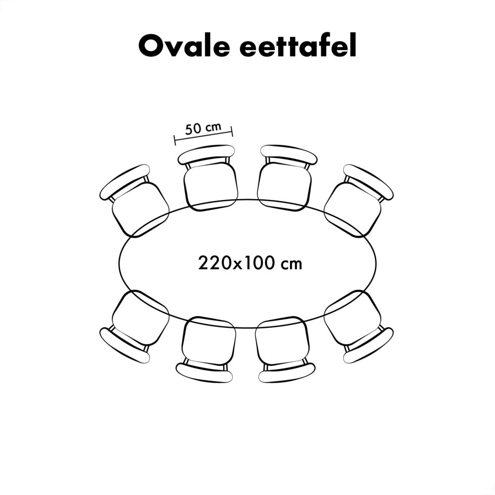 220x100 cm ovaal