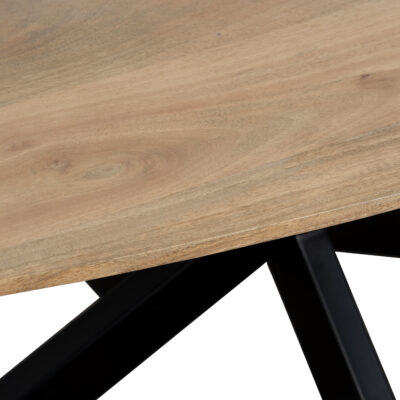 QUVIO Eettafel Sofia – Ovaal – 220×100 cm – Stalen kruispoot – FSC®-gecertificeerd mangohout – Naturel