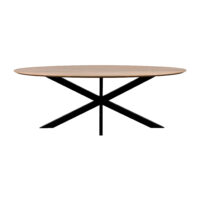 QUVIO Eettafel Sofia – Ovaal – 220×100 cm – Stalen kruispoot – FSC®-gecertificeerd mangohout – Naturel