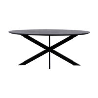 QUVIO Eettafel Sofia– Ovaal – 180×90 cm – Stalen kruispoot – FSC®-gecertificeerd mangohout –  Zwart