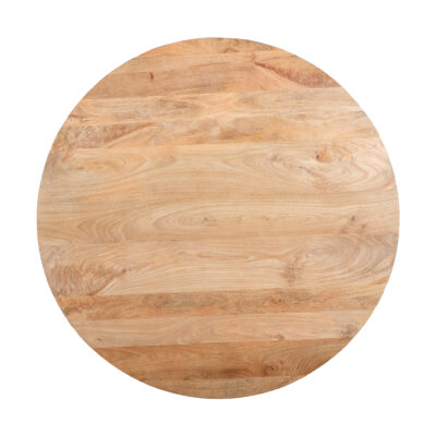 QUVIO Eettafel Sofia – Rond – Ø120 – Stalen kruispoot – FSC®-gecertificeerd mangohout – Naturel