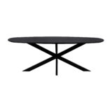 QUVIO Eettafel Sofia – Deens ovaal – 220×110 cm – Stalen kruispoot – FSC®-gecertificeerd mangohout – Zwart