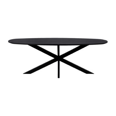 QUVIO Eettafel Sofia – Deens ovaal – 220×110 cm – Stalen kruispoot – FSC®-gecertificeerd mangohout – Zwart