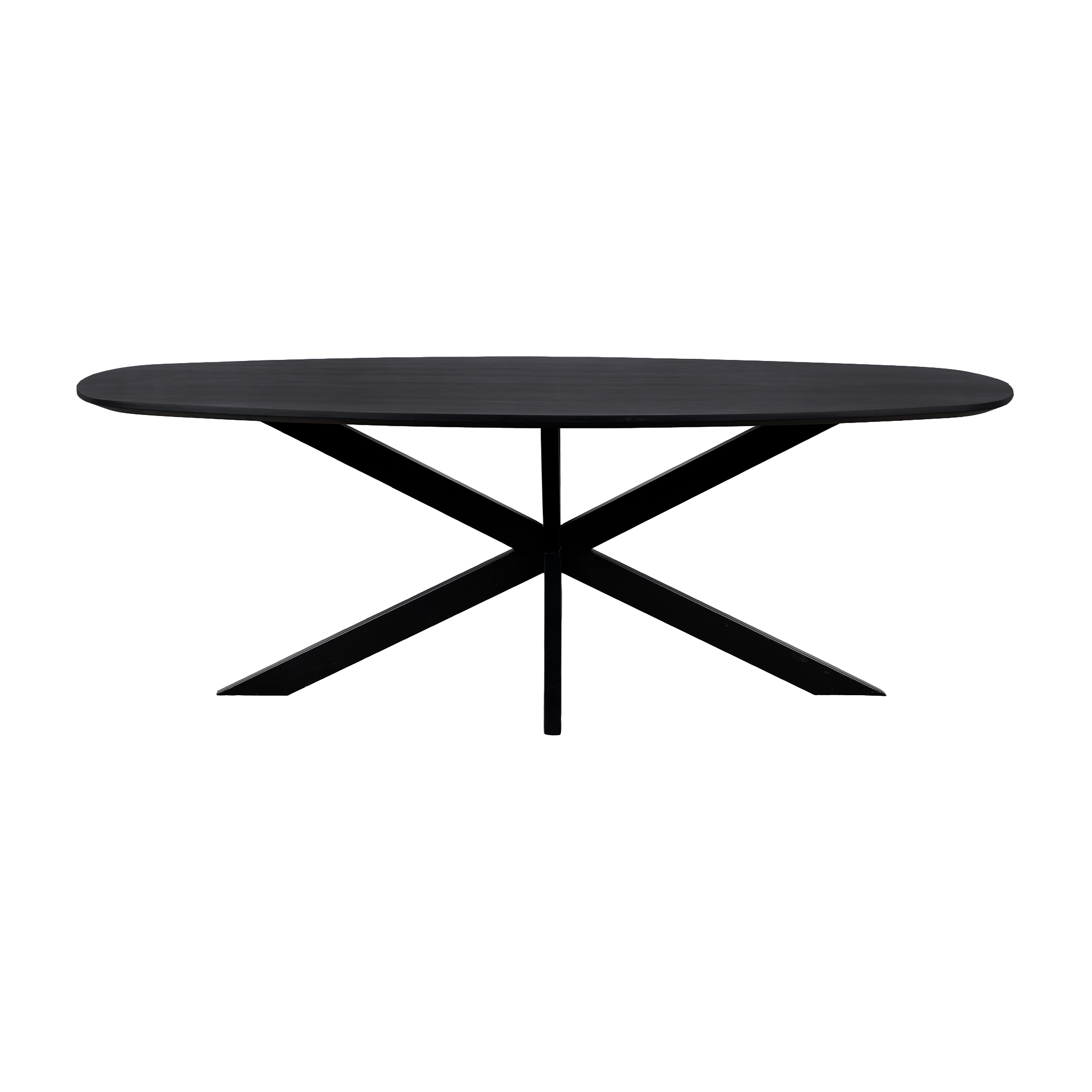 QUVIO Eettafel Sofia – Deens ovaal – 220×110 cm – Stalen kruispoot – FSC®-gecertificeerd mangohout – Zwart