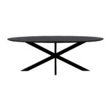 QUVIO Eettafel Sofia– Ovaal – 220×100 cm – Stalen kruispoot – FSC®-gecertificeerd mangohout –  Zwart