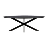 QUVIO Eettafel Sofia– Ovaal – 220×100 cm – Stalen kruispoot – FSC®-gecertificeerd mangohout –  Zwart
