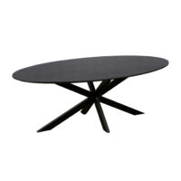 QUVIO Eettafel Sofia– Ovaal – 220×100 cm – Stalen kruispoot – FSC®-gecertificeerd mangohout – Naturel