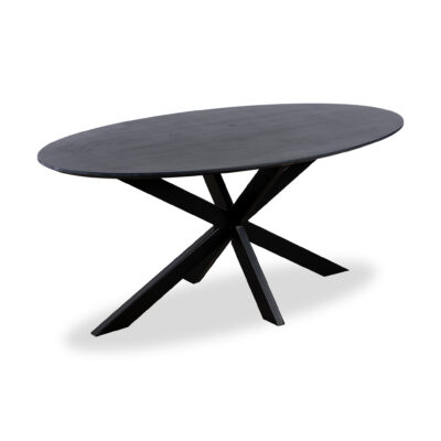 eettafel, ovale eettafel, tafel, FSC gecertificeerd mangohout, eettafel ovaal, mangohouten eettafel, zwarte mangohouten eettafel,