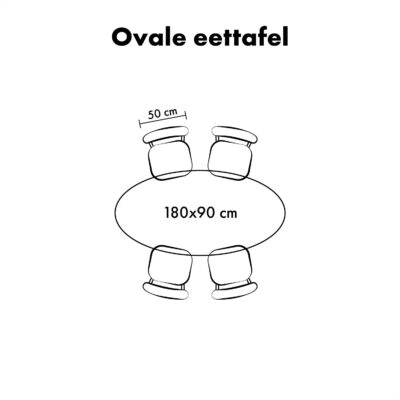 QUVIO Eettafel Sofia– Ovaal – 180×90 cm – Stalen kruispoot – FSC®-gecertificeerd mangohout –  Zwart