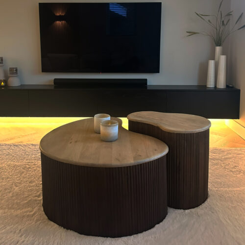 Lewis & Loft Salontafel Lena – Organische vorm – Maat L – FSC®-gecertificeerd mangohout – Bruin