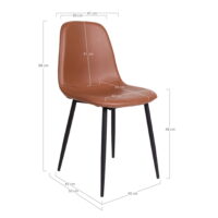 QUVIO Eetkamerstoel Parijs – Lichtbruin Vintage – Set van 2 – Zwart Stalen Poten