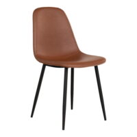 QUVIO Eetkamerstoel Parijs – Lichtbruin Vintage – Set van 2 – Zwart Stalen Poten