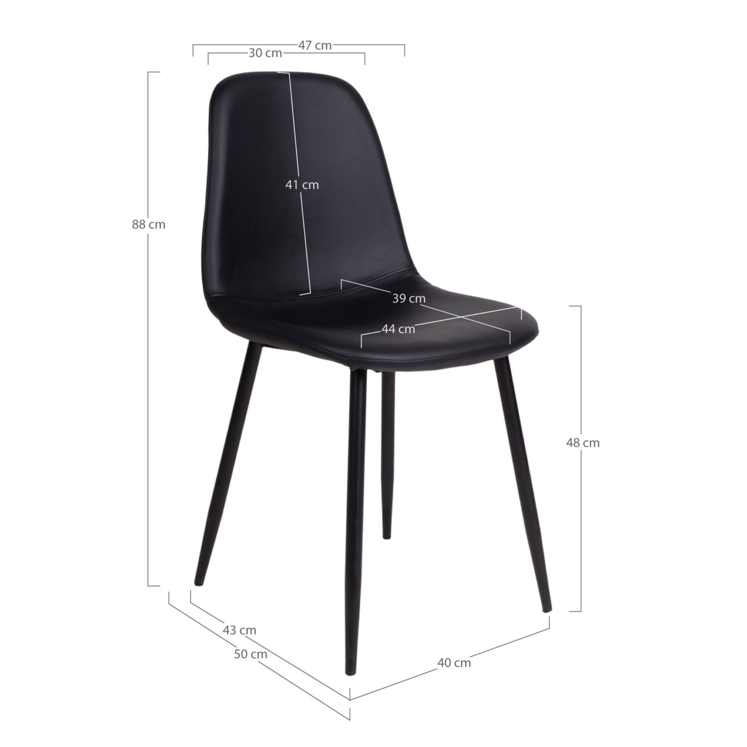 QUVIO Eetkamerstoel Paris – Zwart – Set van 2