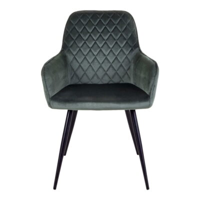 QUVIO Eetkamerstoel Vienna – Fluweel Groen – Zithoogte 47 cm – Set van 2