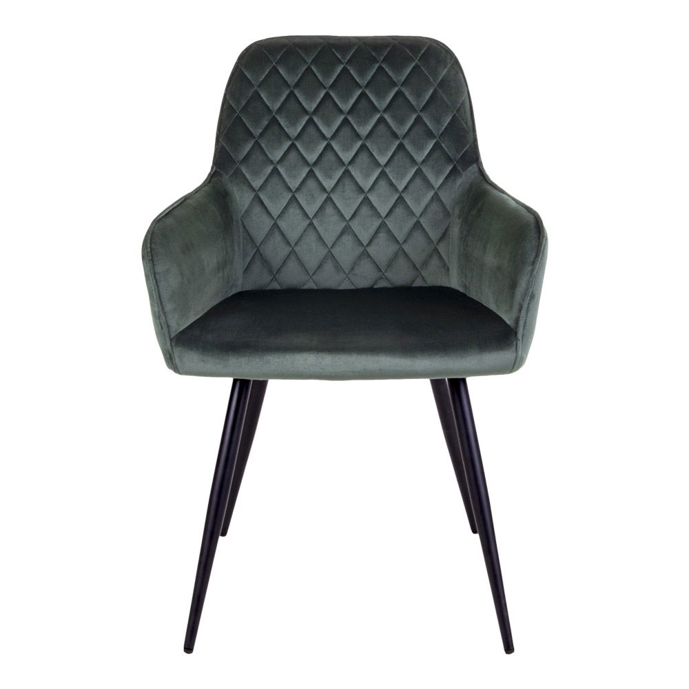 QUVIO Eetkamerstoel Vienna – Fluweel Groen – Zithoogte 47 cm – Set van 2
