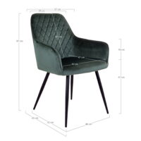 QUVIO Eetkamerstoel Vienna – Fluweel Groen – Zithoogte 47 cm – Set van 2