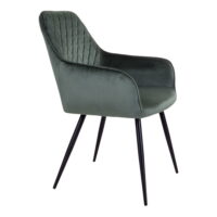 QUVIO Eetkamerstoel Vienna – Fluweel Groen – Zithoogte 47 cm – Set van 2