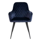 QUVIO Eetkamerstoel Wenen – Fluweel Blauw – Stalen Poten – Set van 2