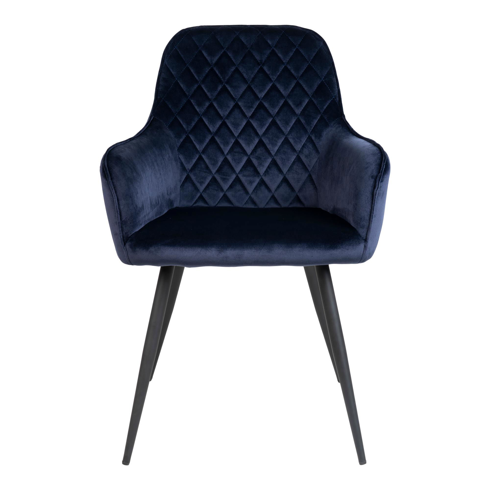 QUVIO Eetkamerstoel Wenen – Fluweel Blauw – Stalen Poten – Set van 2