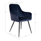 QUVIO Eetkamerstoel Wenen – Fluweel Blauw – Stalen Poten – Set van 2