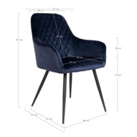 QUVIO Eetkamerstoel Wenen – Fluweel Blauw – Stalen Poten – Set van 2