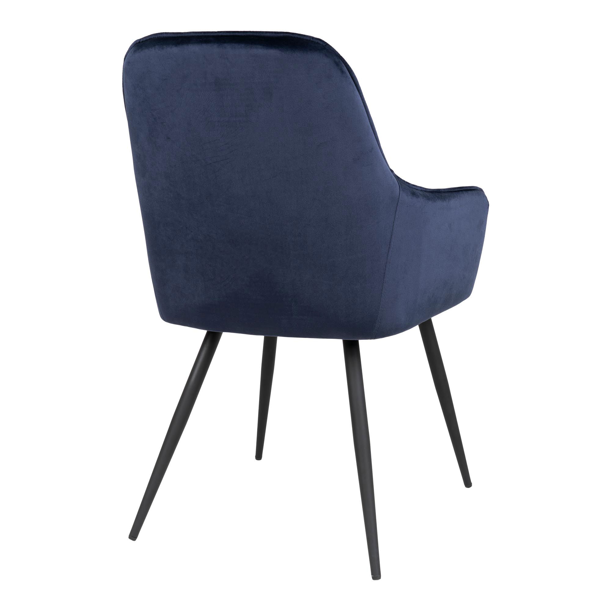 QUVIO Eetkamerstoel Wenen – Fluweel Blauw – Stalen Poten – Set van 2