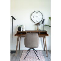 QUVIO Eetkamerstoel met Draaifunctie – Fluweel – Lichtbruin – Stalen Poten