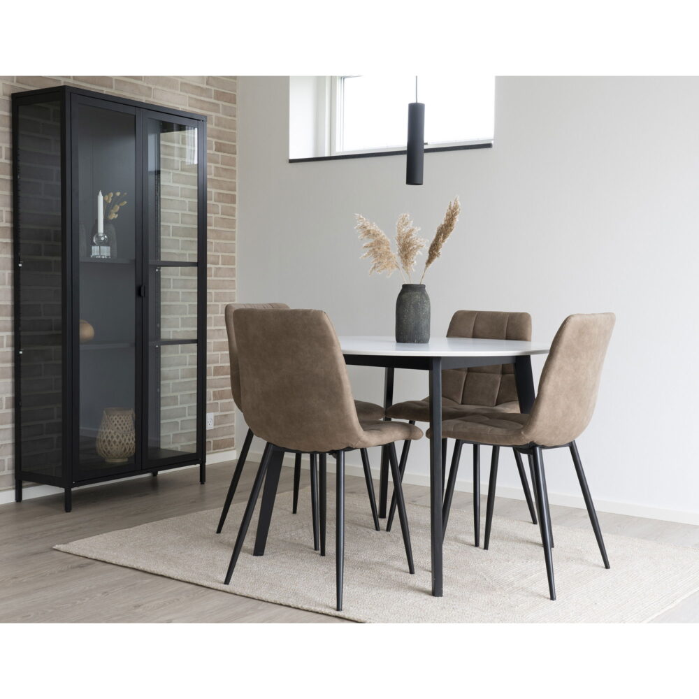 QUVIO Eetkamerstoel Florence – Lichtbruin en Zwart – Set van 2