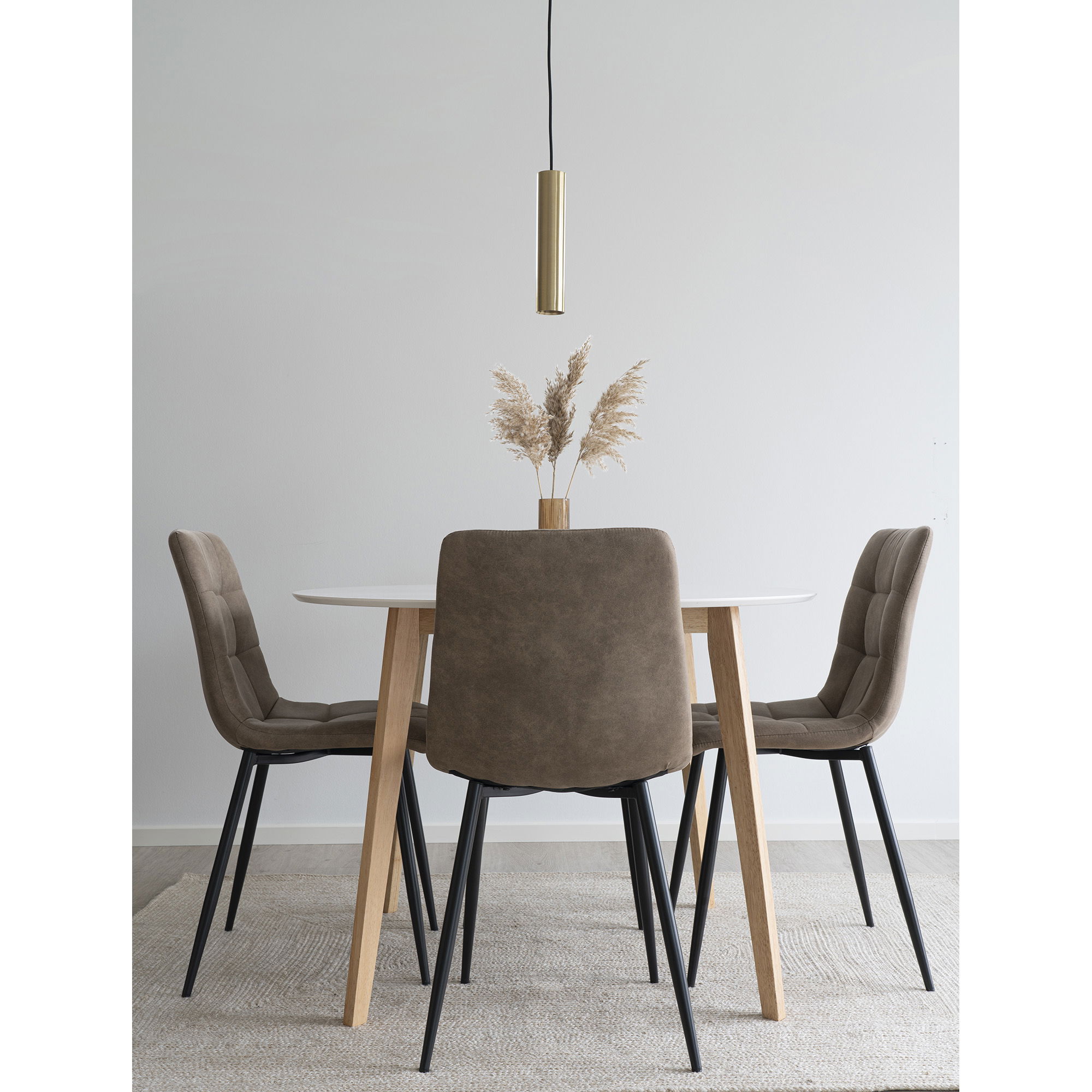 QUVIO Eetkamerstoel Florence – Lichtbruin en Zwart – Set van 2