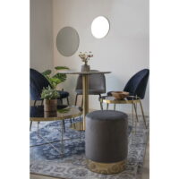 QUVIO Eetkamerstoel Genève – Fluweel Grijs – Stalen Poten – Set van 2