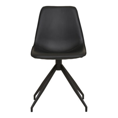 QUVIO Eetkamerstoel Monaco – Zwart PU-leer – Draaibare zitting – Set van 2