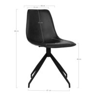 QUVIO Eetkamerstoel Monaco – Zwart PU-leer – Draaibare zitting – Set van 2