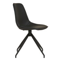 QUVIO Eetkamerstoel Monaco – Zwart PU-leer – Draaibare zitting – Set van 2