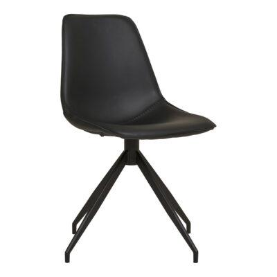 QUVIO Eetkamerstoel Monaco – Zwart PU-leer – Draaibare zitting – Set van 2