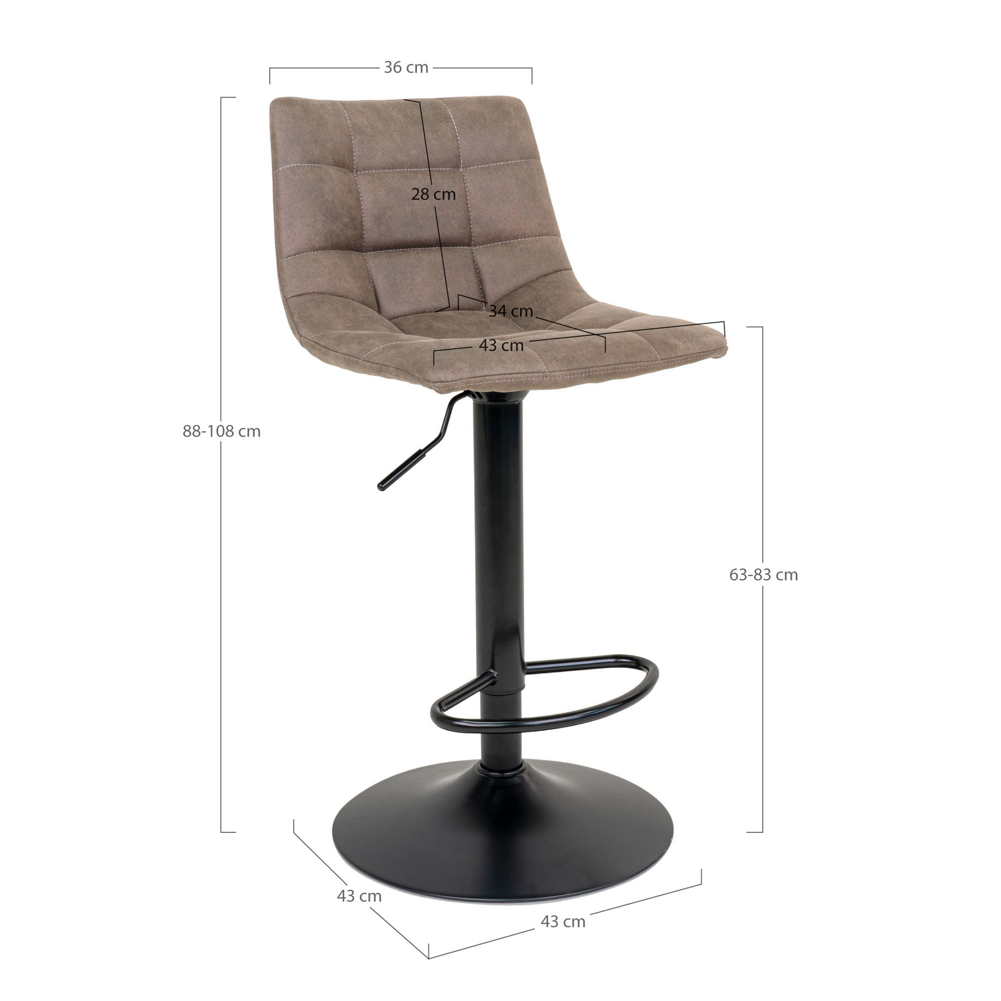 QUVIO Barstoel Florence – Verstelbare zithoogte – Lichtbruin – Set van 2