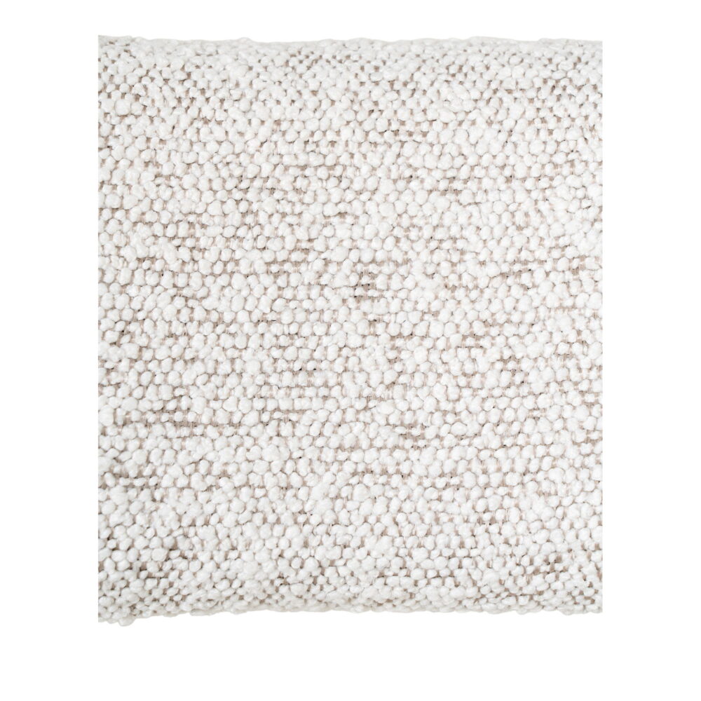 QUVIO Barkruk Barcelona – Witte Bouclé Bekleding – Zwarte Stalen Poten