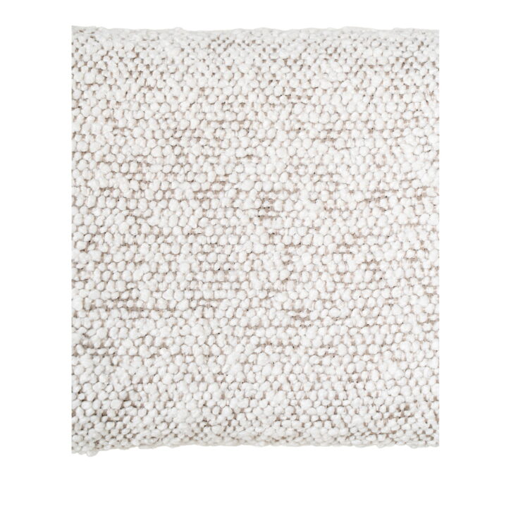 QUVIO Barkruk Barcelona – Witte Bouclé Bekleding – Zwarte Stalen Poten