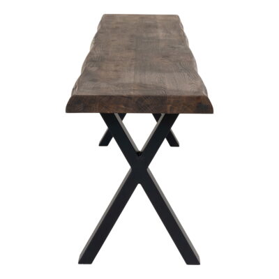 QUVIO Eikenhouten Bankje – Golvende Rand – Zwarte Stalen Poten – 180x32x46 cm