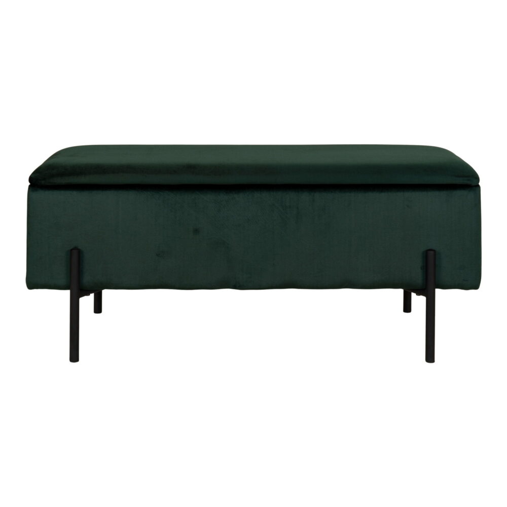 QUVIO Fluwelen Bankje met Opbergruimte – Groen – 95×36,5×46 cm