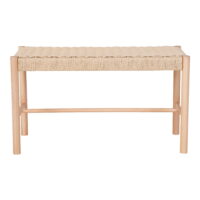 QUVIO Bankje Madrid – Populierenhout – Gevlochten zitting – 35x80x45 cm – Natuurlijk