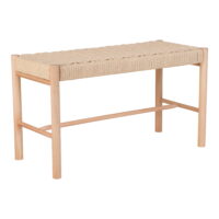 QUVIO Bankje Madrid – Populierenhout – Gevlochten zitting – 35x80x45 cm – Natuurlijk