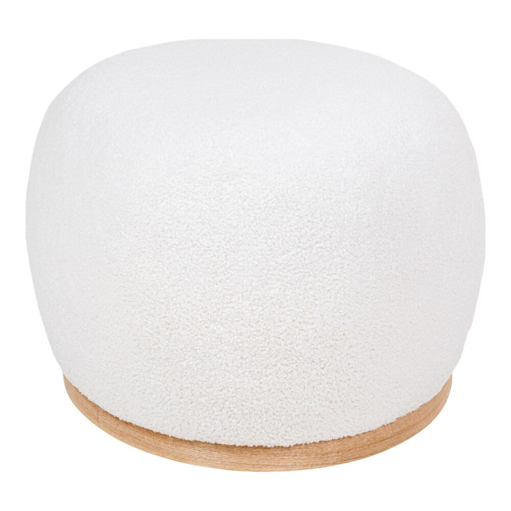 QUVIO Poef New York – Stijlvol en Comfortabel – Witte Bouclé Stof – 54,5×88,5×36 cm