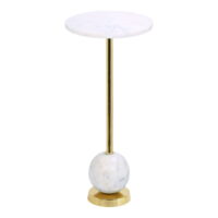 QUVIO Bijzettafel – Marmer en Staal – Ø25×54 cm – Messing – Marmerlook