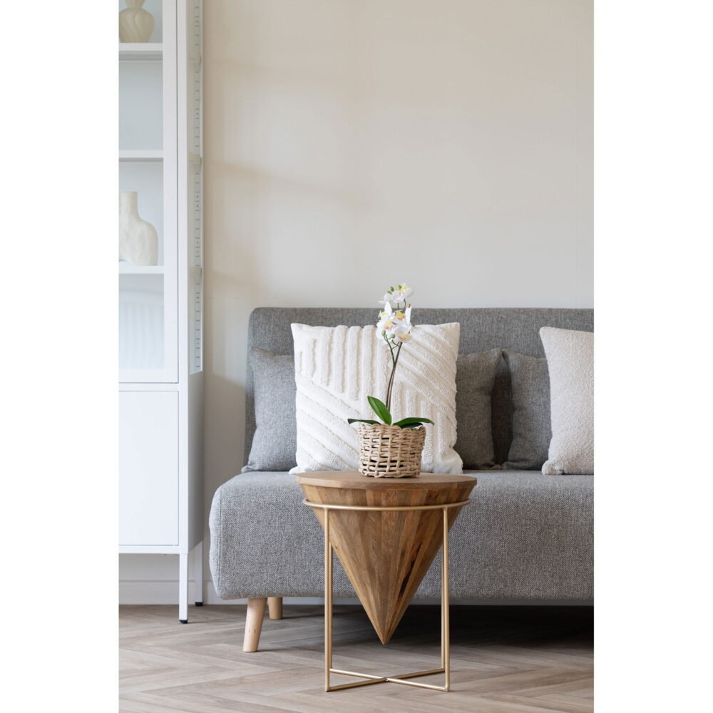 QUVIO Salontafel – Mangohout – Stalen Frame – Ø45×45 cm – Naturel