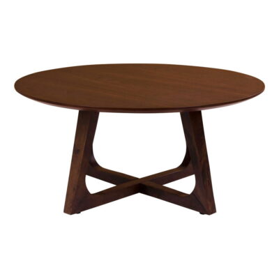 QUVIO Salontafel – Hoogwaardig MDF – Walnootfineer – Bruin – 75 cm Diameter