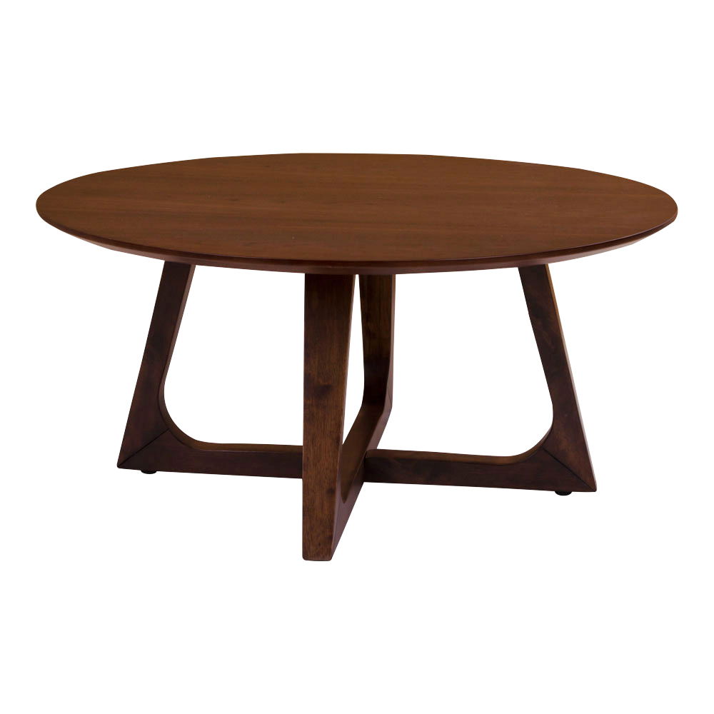QUVIO Salontafel – Hoogwaardig MDF – Walnootfineer – Bruin – 75 cm Diameter