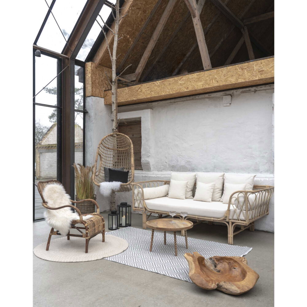 QUVIO Salontafel – Natuurlijk Mangohout – Ø60×35 cm