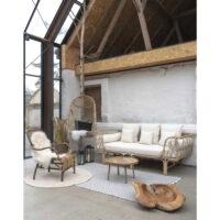 QUVIO Salontafel – Natuurlijk Mangohout – Ø60×35 cm
