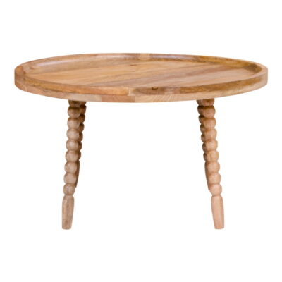 QUVIO Salontafel – Natuurlijk Mangohout – Ø60×35 cm