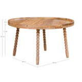 QUVIO Salontafel – Natuurlijk Mangohout – Ø60×35 cm